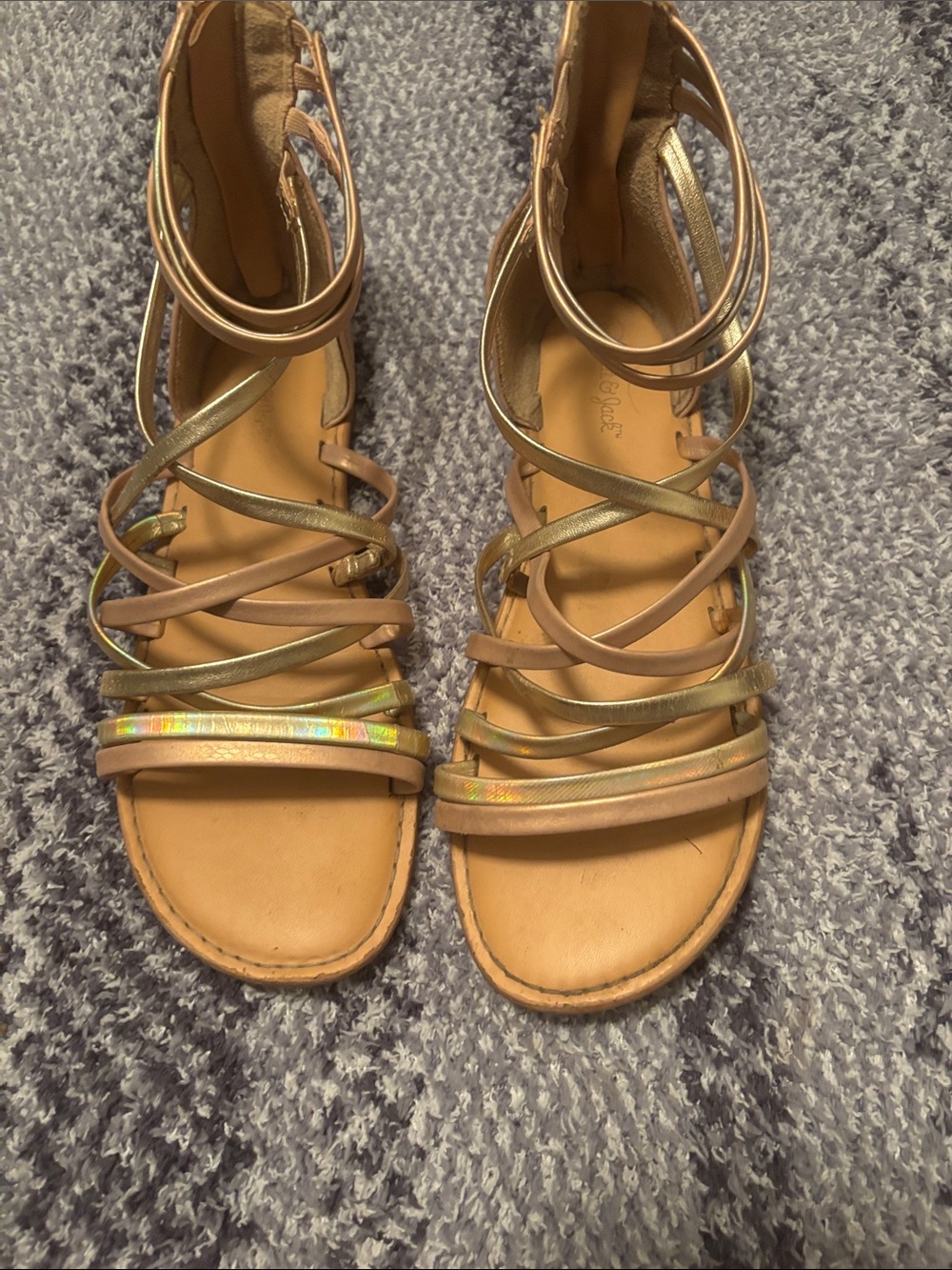 Cat & Jack Tan and Iridescent Strappy Sandals